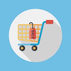 shopping cart flat icon with long shadow eps10 N36