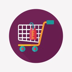 shopping cart flat icon with long shadow eps10 N37