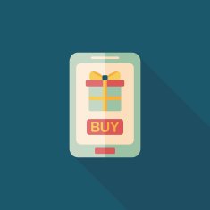 cell phone online shopping flat icon with long shadow eps10 N14