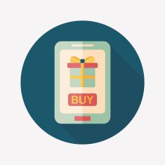 cell phone online shopping flat icon with long shadow eps10 N16