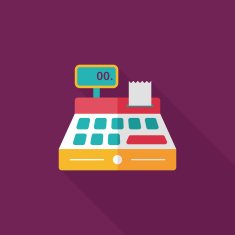 shopping cash register flat icon with long shadow eps10 N22