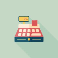 shopping cash register flat icon with long shadow eps10 N23