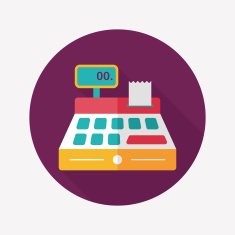 shopping cash register flat icon with long shadow eps10 N25