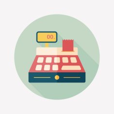 shopping cash register flat icon with long shadow eps10 N26
