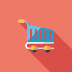 shopping cart flat icon with long shadow eps10 N38