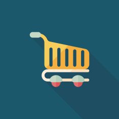 shopping cart flat icon with long shadow eps10 N40