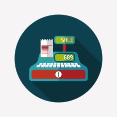 shopping cash register flat icon with long shadow eps10 N27