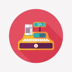 shopping cash register flat icon with long shadow eps10 N28