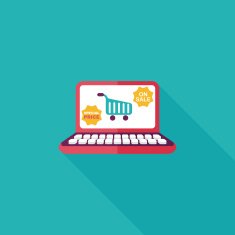 online shopping flat icon with long shadow eps10 N30
