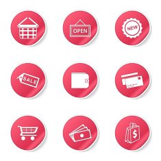 Shopping Sign Pink Vector Button Icon Design Set 2 N6