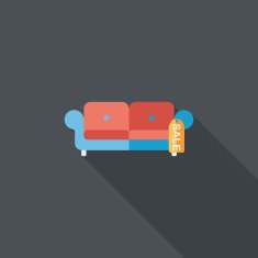 shopping sale sofa flat icon with long shadow eps10