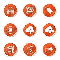 SEO Internet Sign Orange Vector Button Icon Design Set 7 N6