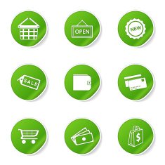 Shopping Sign Green Vector Button Icon Design Set 2 N6
