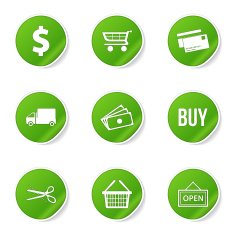 Shopping Sign Green Vector Button Icon Design Set N7