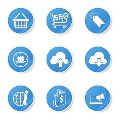 SEO Internet Sign Blue Vector Button Icon Design Set 7 N7