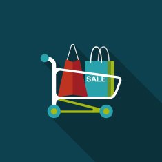 shopping cart flat icon with long shadow eps10 N51