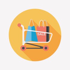 shopping cart flat icon with long shadow eps10 N52