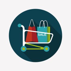 shopping cart flat icon with long shadow eps10 N53