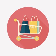 shopping cart flat icon with long shadow eps10 N54