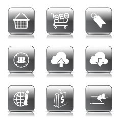SEO Internet Sign Square Vector Black Icon Design Set 7 N9