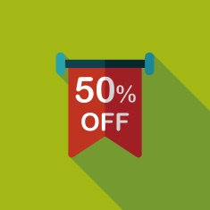 shopping sale sign flag flat icon with long shadow eps10 N17