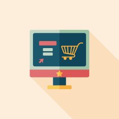 online shopping flat icon with long shadow eps10 N42