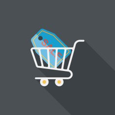 shopping cart flat icon with long shadow eps10 N56