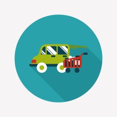 shopping cart flat icon with long shadow eps10 N62