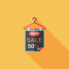 shopping sale sign flag flat icon with long shadow eps10 N25