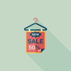 shopping sale sign flag flat icon with long shadow eps10 N28