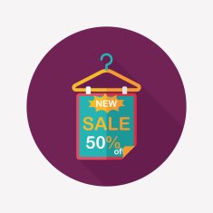 shopping sale sign flag flat icon with long shadow eps10 N31