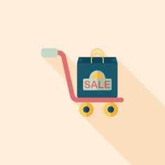 shopping handling trolley flat icon with long shadow eps10 N34