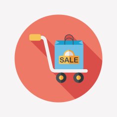 shopping handling trolley flat icon with long shadow eps10 N36