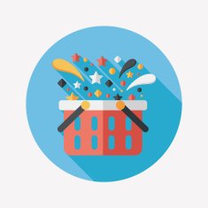 shopping basket flat icon with long shadow eps10 N23