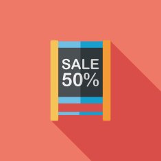 shopping sale sign flag flat icon with long shadow eps10 N34