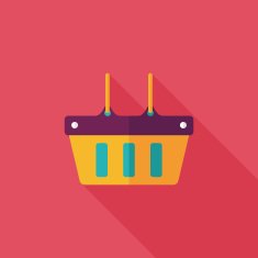 shopping basket flat icon with long shadow eps10 N28