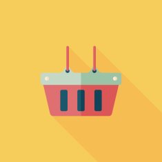 shopping basket flat icon with long shadow eps10 N29