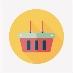 shopping basket flat icon with long shadow eps10 N33