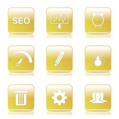 SEO Internet Sign Square Vector Yellow Icon Design Set 8 N9