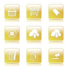 SEO Internet Sign Square Vector Yellow Icon Design Set 7 N9
