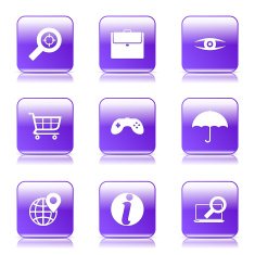 SEO Internet Sign Square Vector Violet Icon Design Set 10 N10