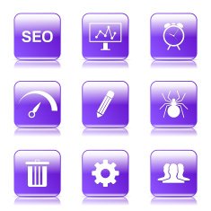 SEO Internet Sign Square Vector Violet Icon Design Set 8 N9