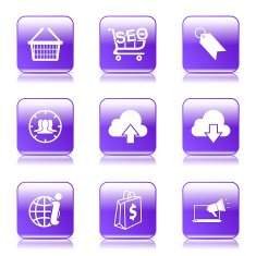 SEO Internet Sign Square Vector Violet Icon Design Set 7 N10
