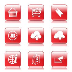 SEO Internet Sign Square Vector Red Icon Design Set 7 N9