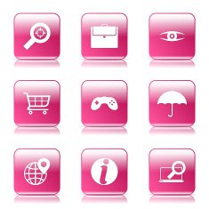 SEO Internet Sign Square Vector Pink Icon Design Set 10 N10