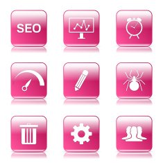 SEO Internet Sign Square Vector Pink Icon Design Set 8 N8