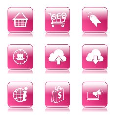 SEO Internet Sign Square Vector Pink Icon Design Set 7 N10