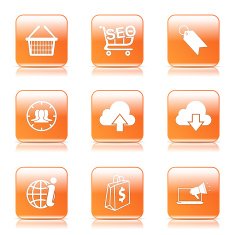 SEO Internet Sign Square Vector Orange Icon Design Set 7 N10