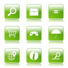 SEO Internet Sign Square Vector Green Icon Design Set 10 N10
