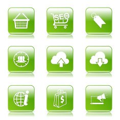 SEO Internet Sign Square Vector Green Icon Design Set 7 N9